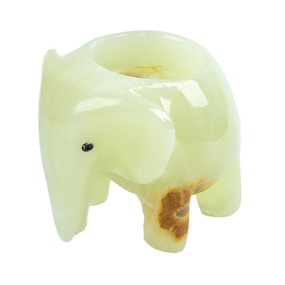 Afghan Jade Elephant Candlestick Crystal Rough Stone Combination